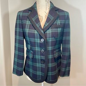 Club Monaco Black & Green Tartan Blazer Size 10